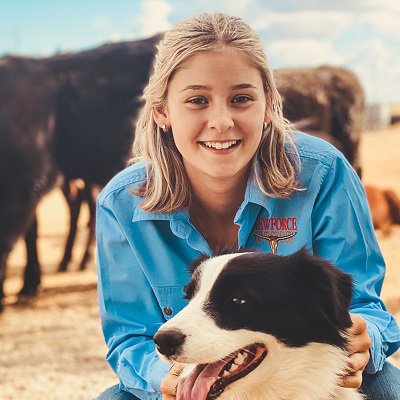 Boarding student with dog on rural property